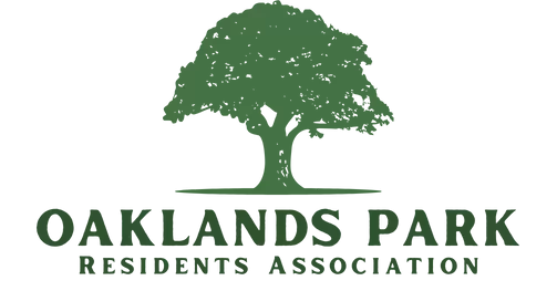 oak tree image with text below. first line OAKLANDS PARK. second line RESIDENTS ASSOCIATION